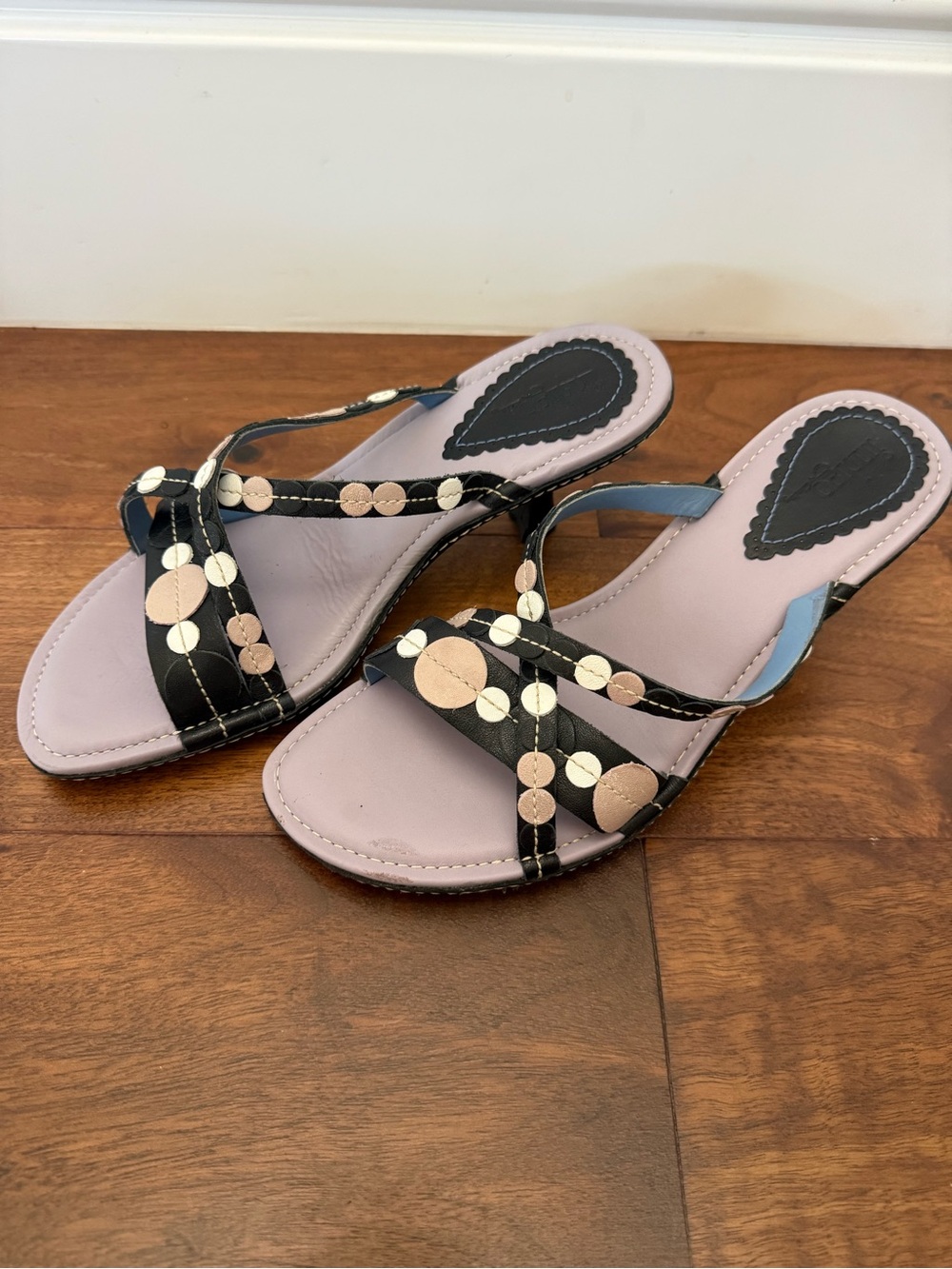 Indigo by Clarks Strappy Polka Dot Kitten Heel Sandals Size 7